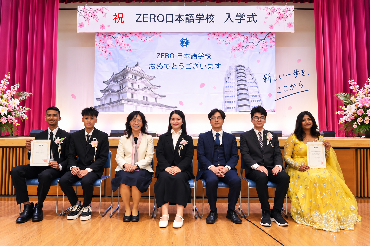 ZERO日本語学校 入学式 奨学金授与